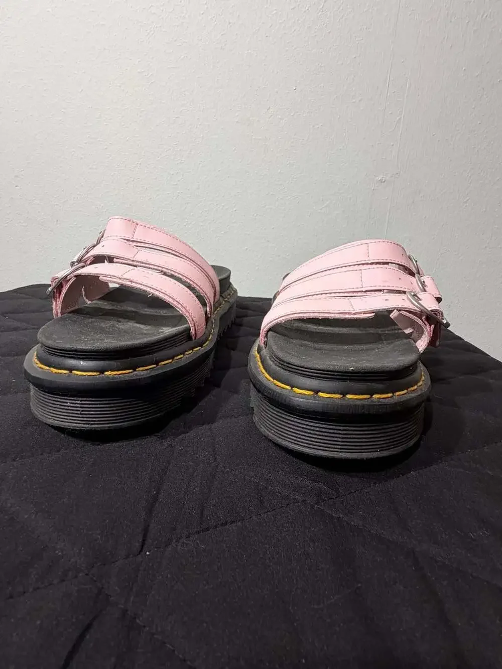 Dr. Martens Blaire Slide Leather Sandals in Pastel Pink